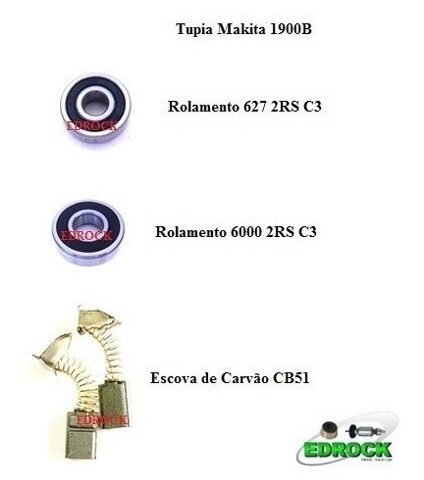 Rolamentos do Induzido + Escovas de Carvão Plaina 1900B