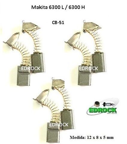 Escova de Carvão CB51 para Furadeira Makita 6300L (3 pares)